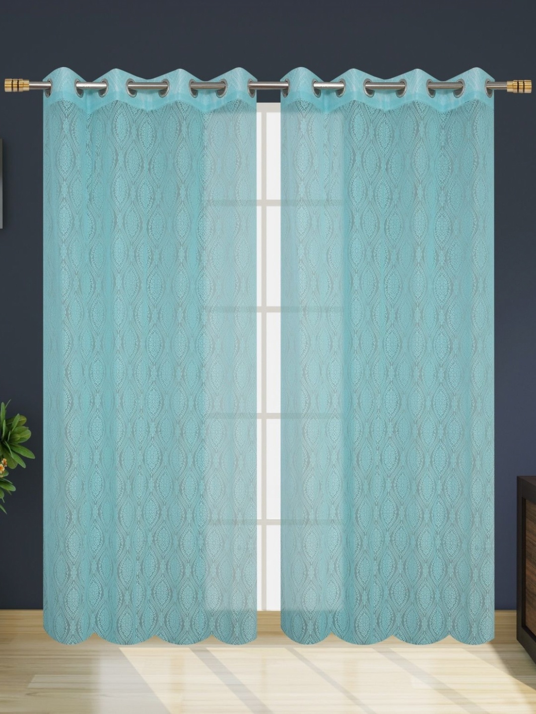 

Galaxy Home Decor Blue Set of 2 Sheer Long Door Curtain