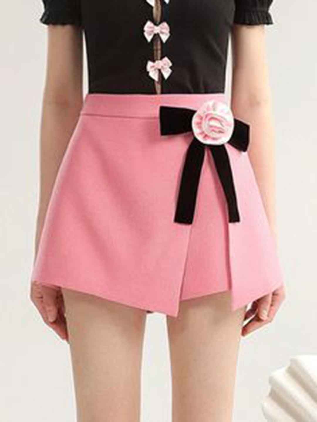 

PANKH High Waist Detachable Tweed Skorts, Pink