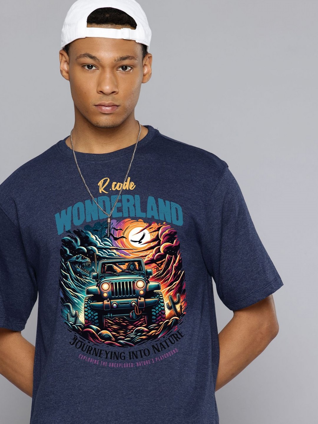 

R.Code by The Roadster Life Co. Men Printed T-shirt, Navy blue