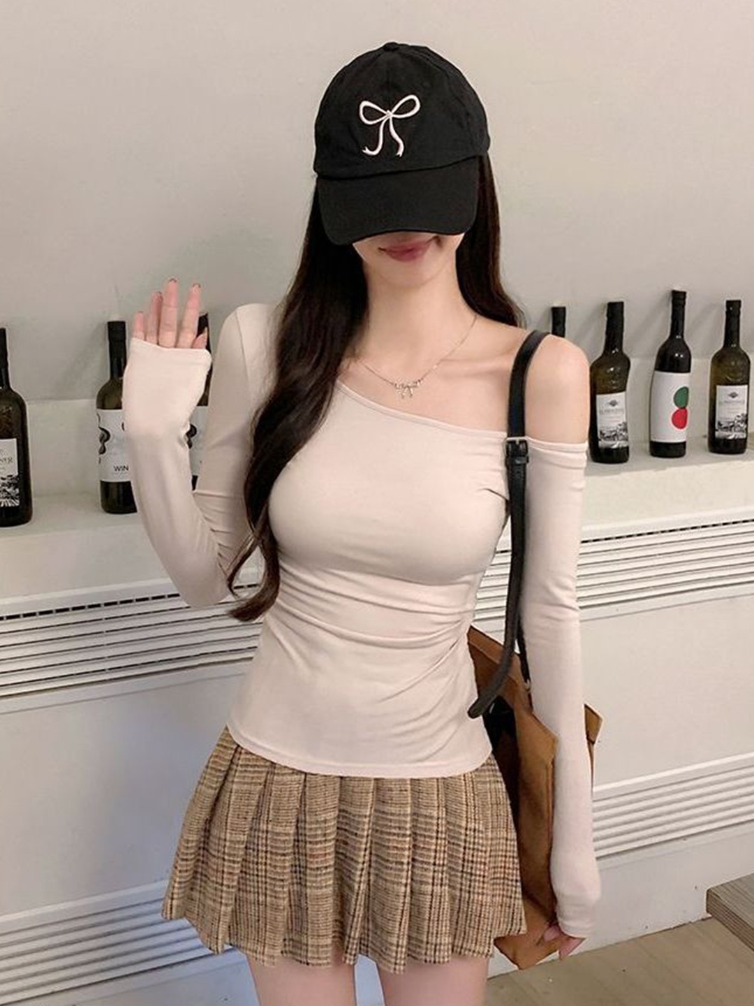

LULU & SKY Off-Shoulder Cotton Bardot Top, Beige