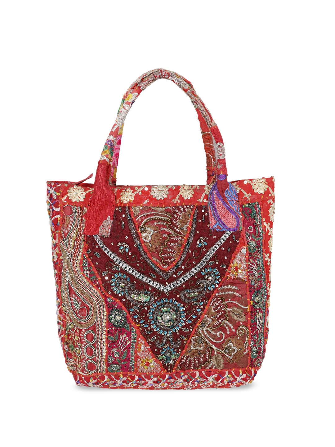 

HANDICRAFT PALACE Oversized Shopper Handheld Bag, Red