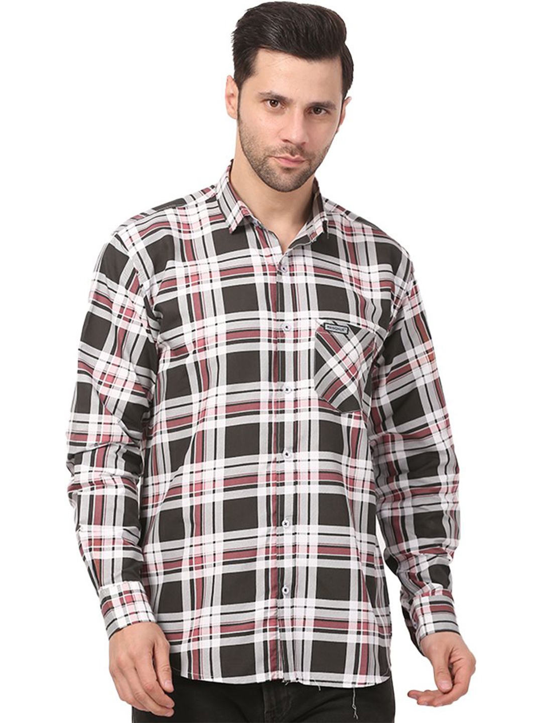 

CLUBWIN Men Opaque Checked Formal Shirt, Maroon