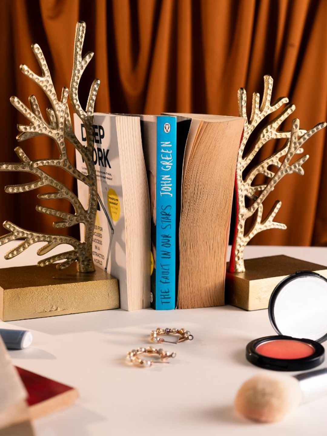 

The Pitara Project 2-Pcs Yellow Tree of Life Book Ends, Gold