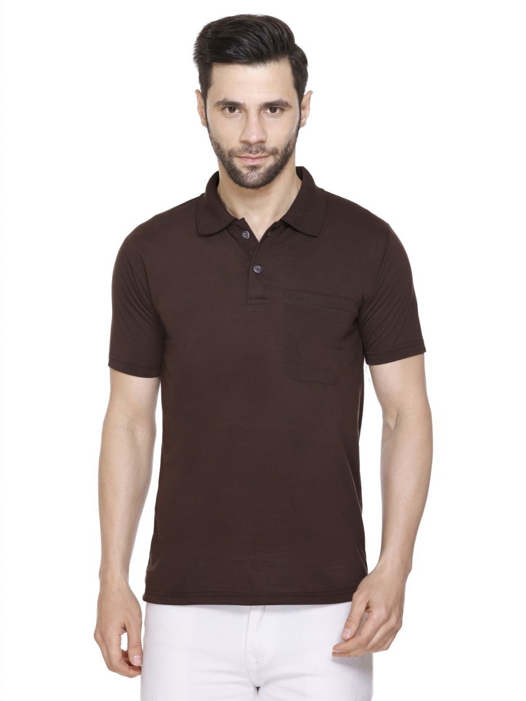 

Yoorix Men Polo Collar T-shirt, Brown