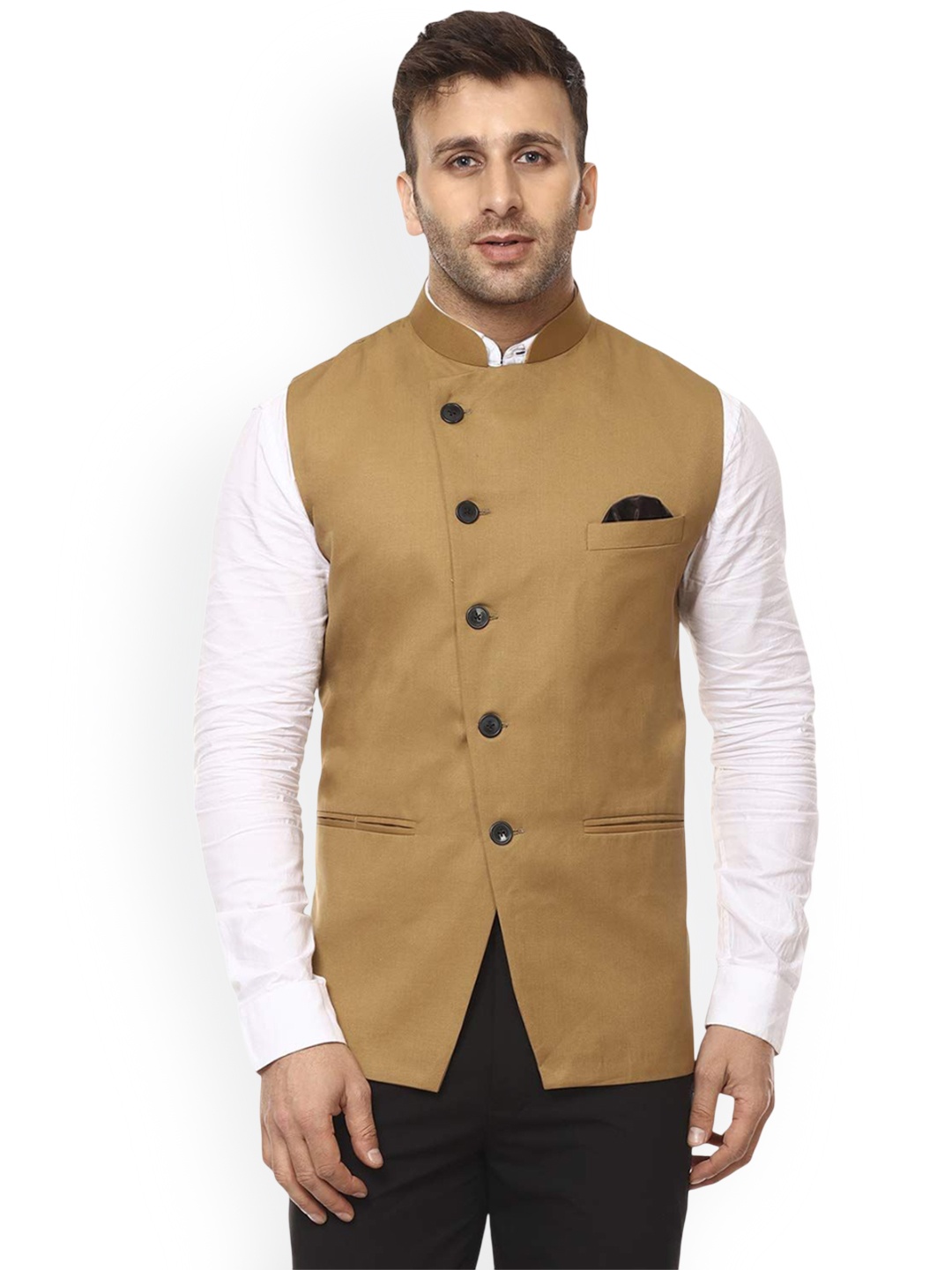 

VEERA PARIDHAAN Chinese Collar Nehru Jackets, Brown