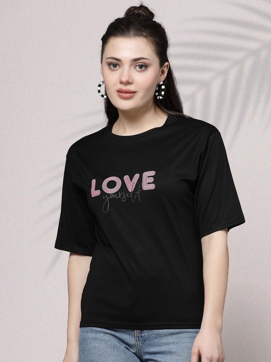 

Moda Rapido Women Typography Printed T-shirt, Black