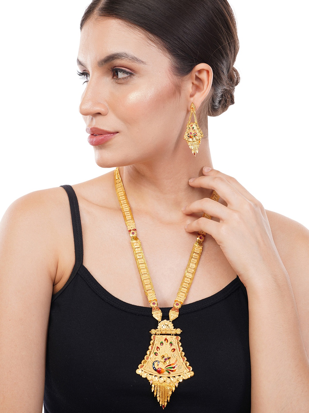 

Z HOME Gold-Plated Stone Studded Jewellery Set