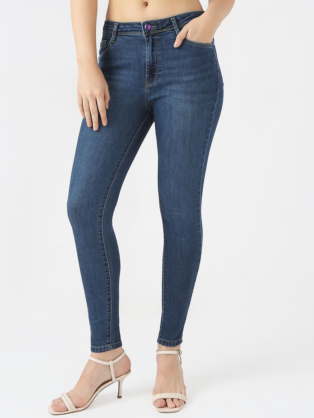 

Kraus Jeans Women Skinny Fit High-Rise Light Fade Jeans, Blue