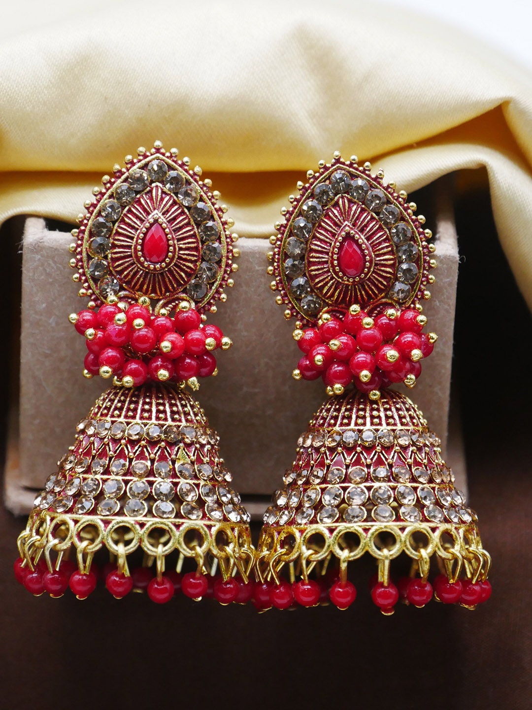 

Anouk Contemporary Jhumkas Earrings, Red