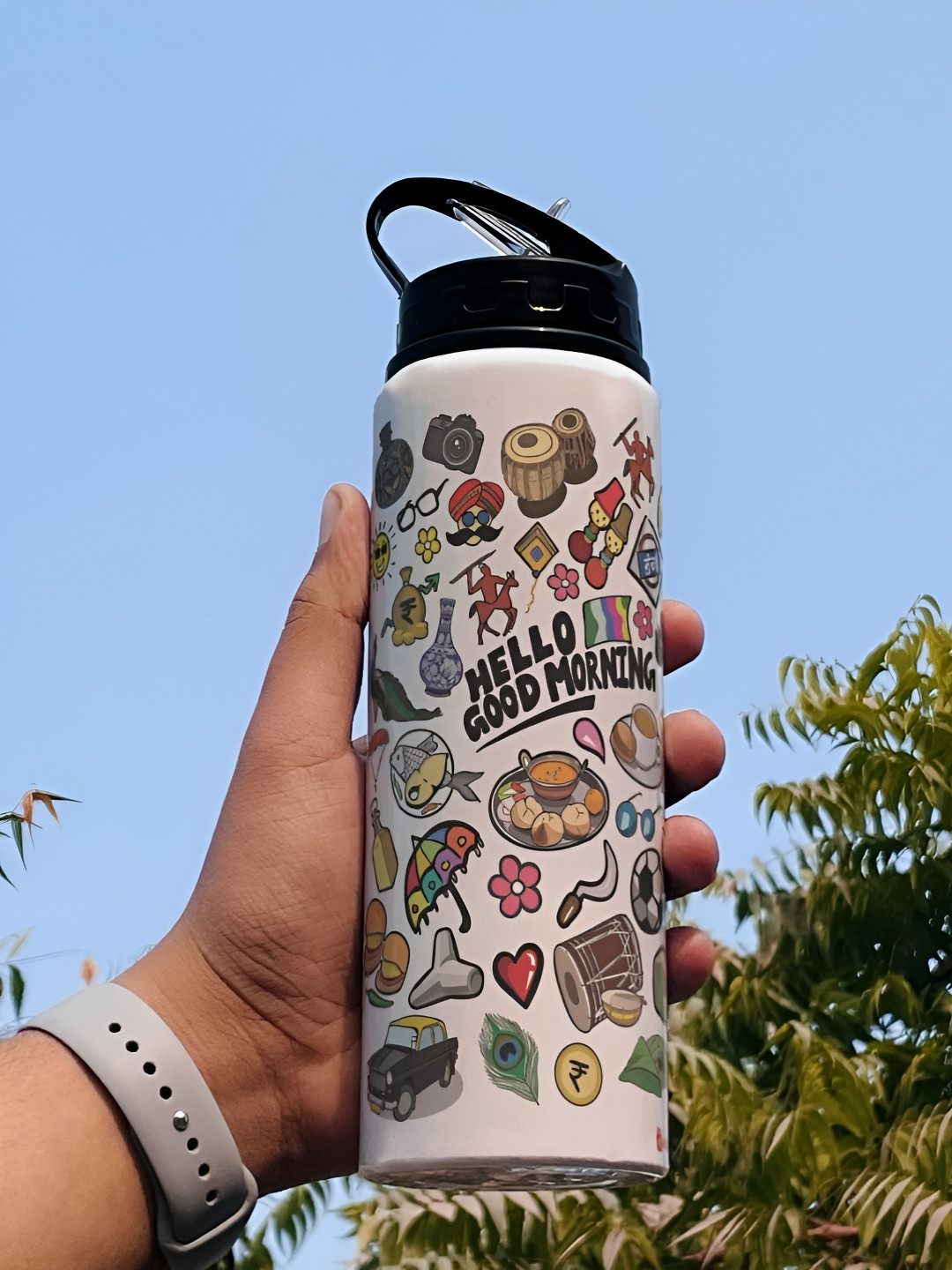 

Indigifts White Single Aluminium Water Bottle