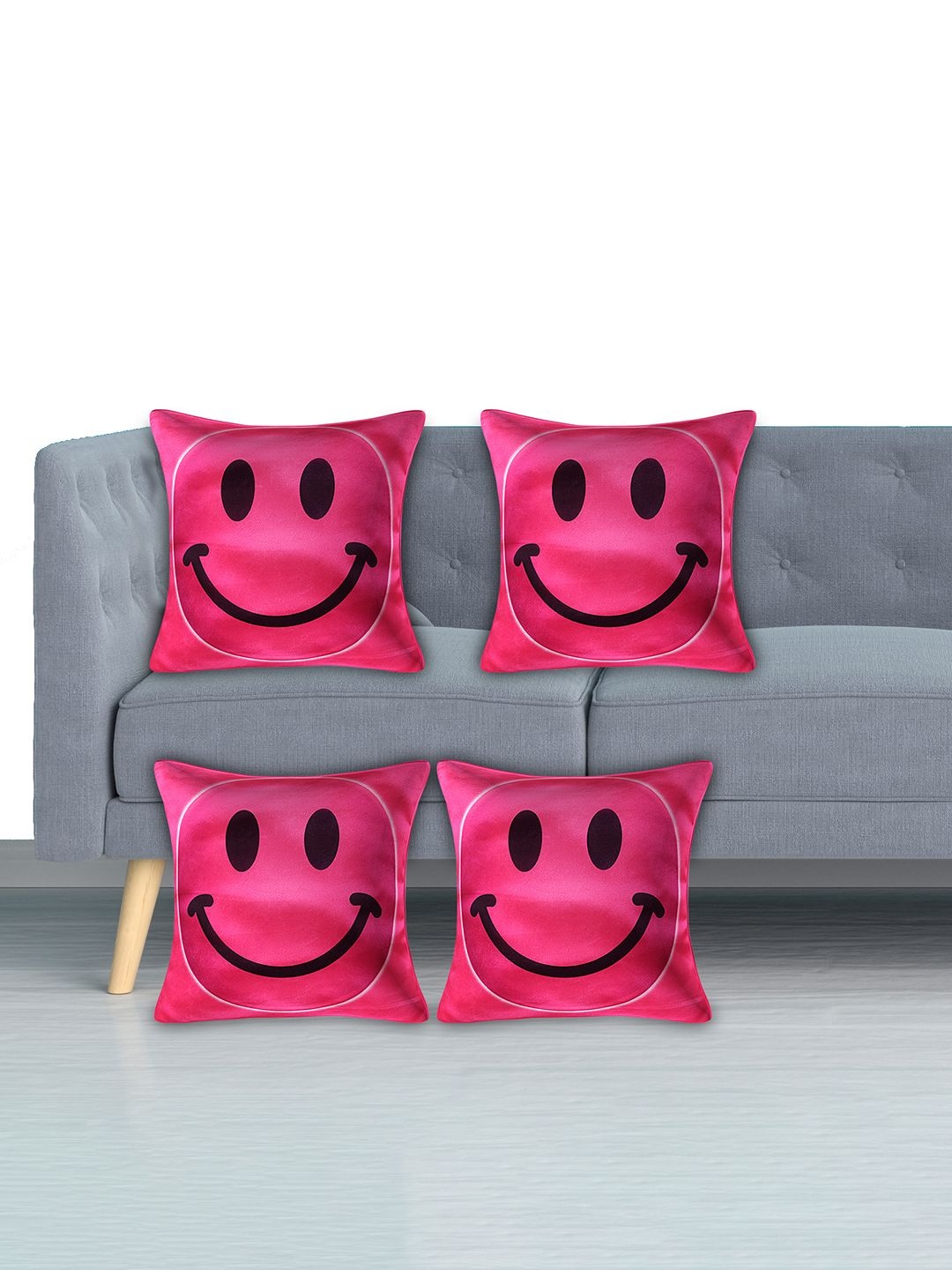

Kuber Industries Pink Set of 4 Checked Velvet Square Cushion Covers