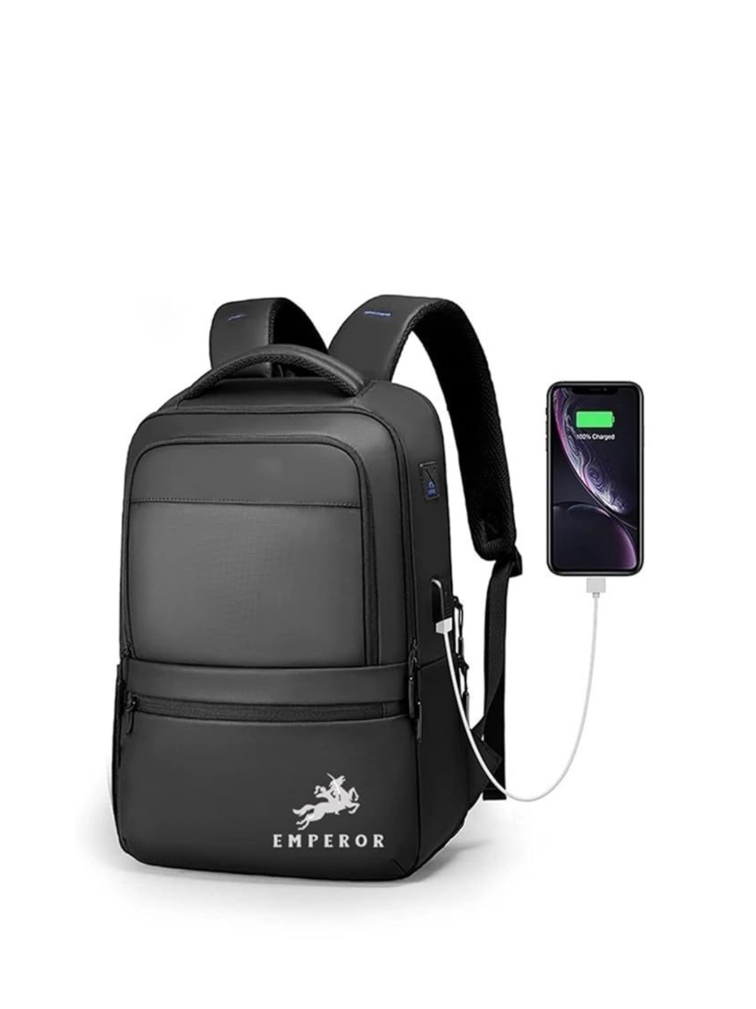 

True Human EMPEROR Anti-Theft Backpack With USB Charging Port, Black