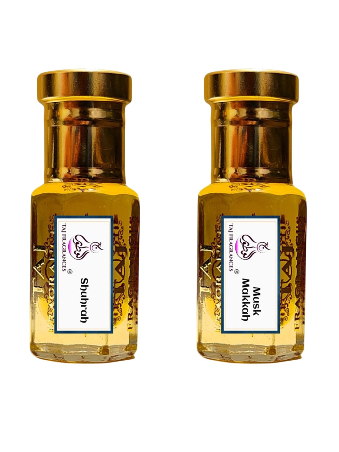 

Taj Fragrances Unisex Set Of 2 Shuhrah & Musk Makkah Long Lasting Attar - 6ml Each, Coffee brown