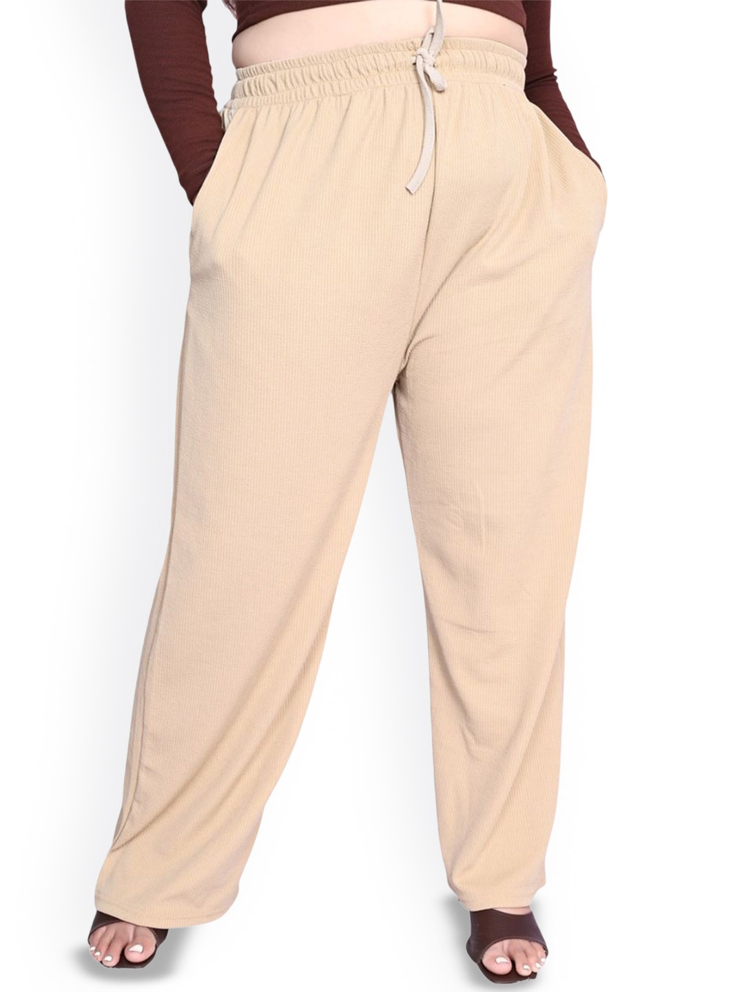 

Fashion Zest High Rise Regular Trousers, Cream