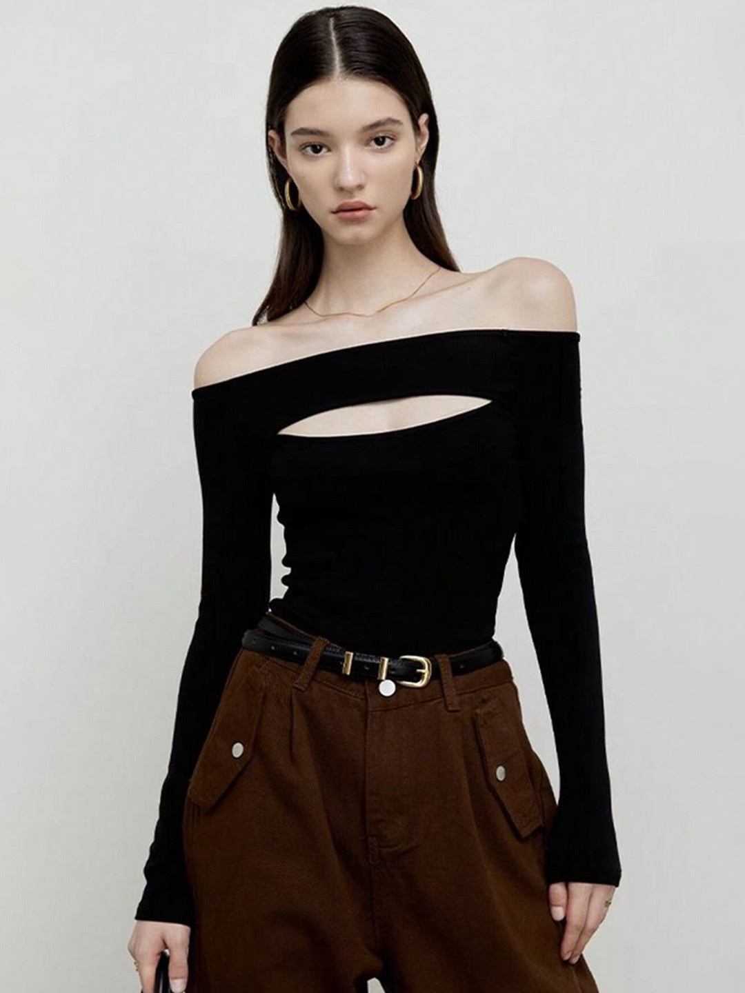 

LULU & SKY Off-Shoulder Bardot Top, Black