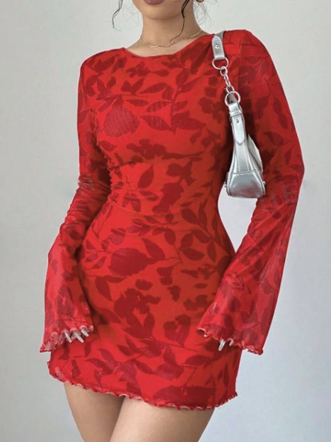 

LULU & SKY Floral Print A-Line Mini Dress, Red