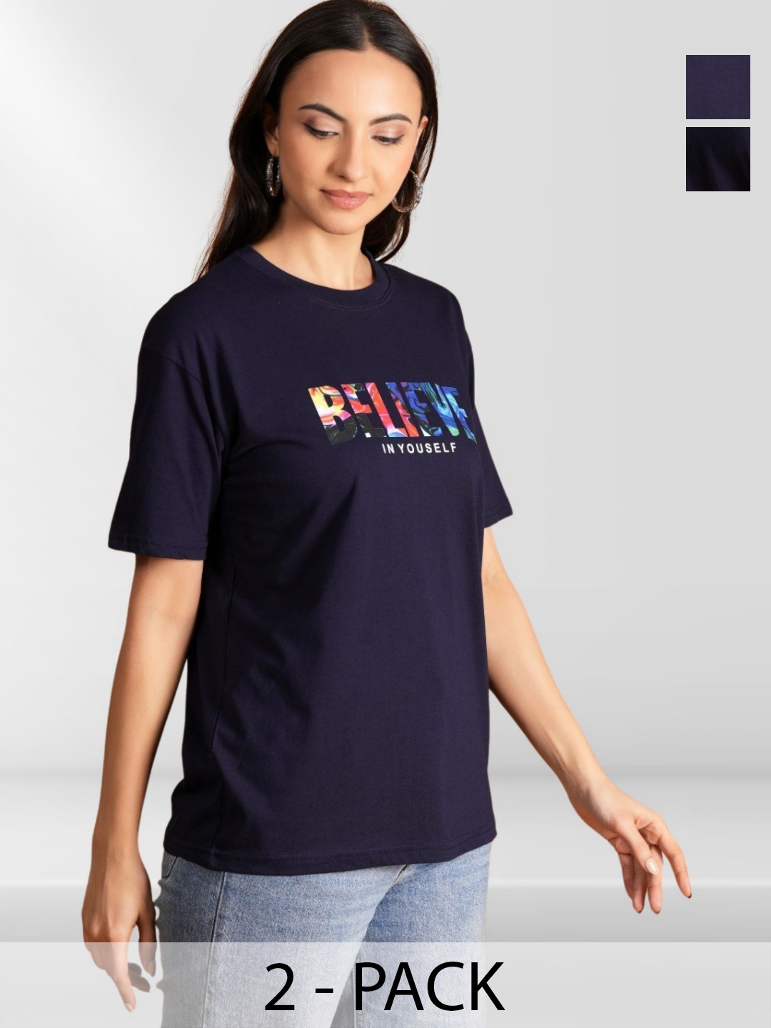 

Belfry Women Typography 2 Printed Applique T-shirt, Multi