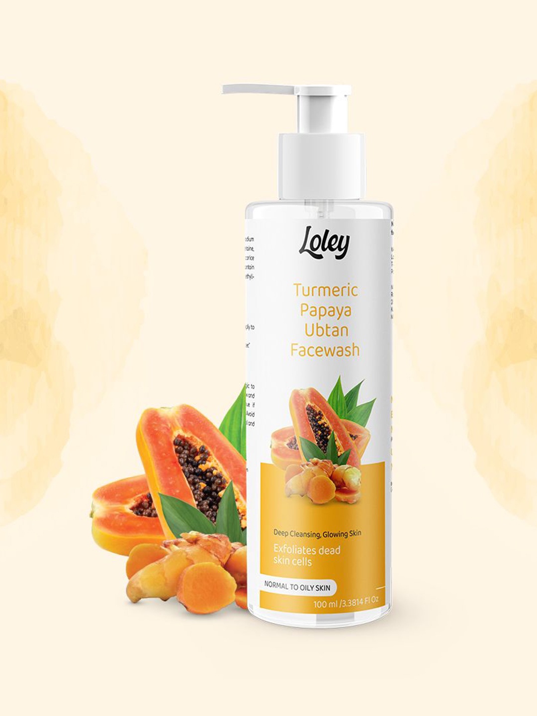 

LOLEY Turmeric Papaya Ubtan Face Wash For Deep Cleansing And Glowing Skin - 100 ml, Yellow