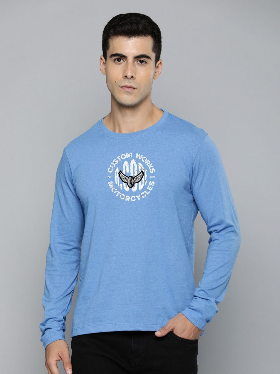 

R.Code by The Roadster Life Co. Men Printed T-shirt, Blue