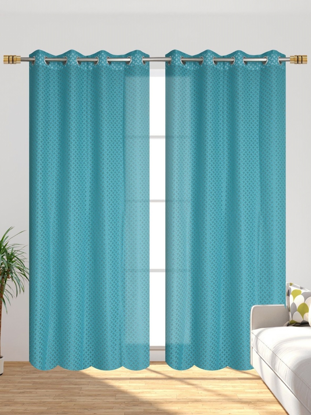 

Galaxy Home Decor Blue Set of 2 Sheer Long Door Curtain