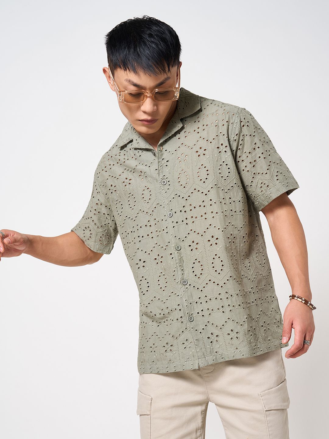 

People Men Casual Shirt, Green