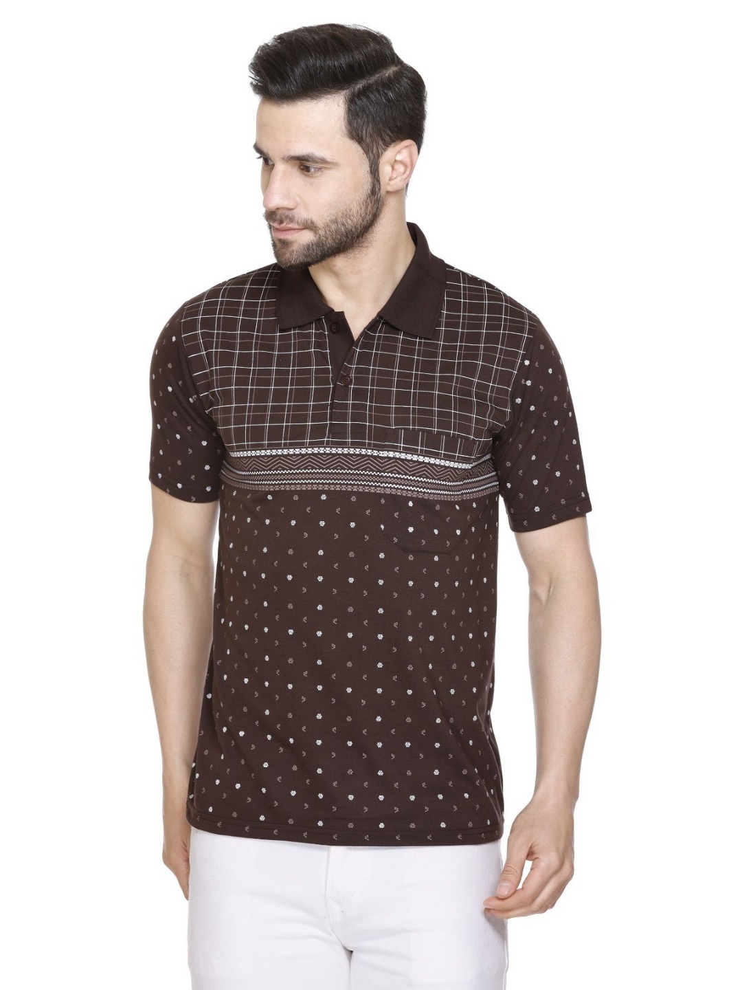 

Yoorix Men Polo Collar T-shirt, Brown