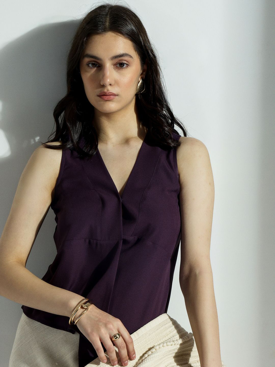 

H&M Asymmetric Hem Top, Purple
