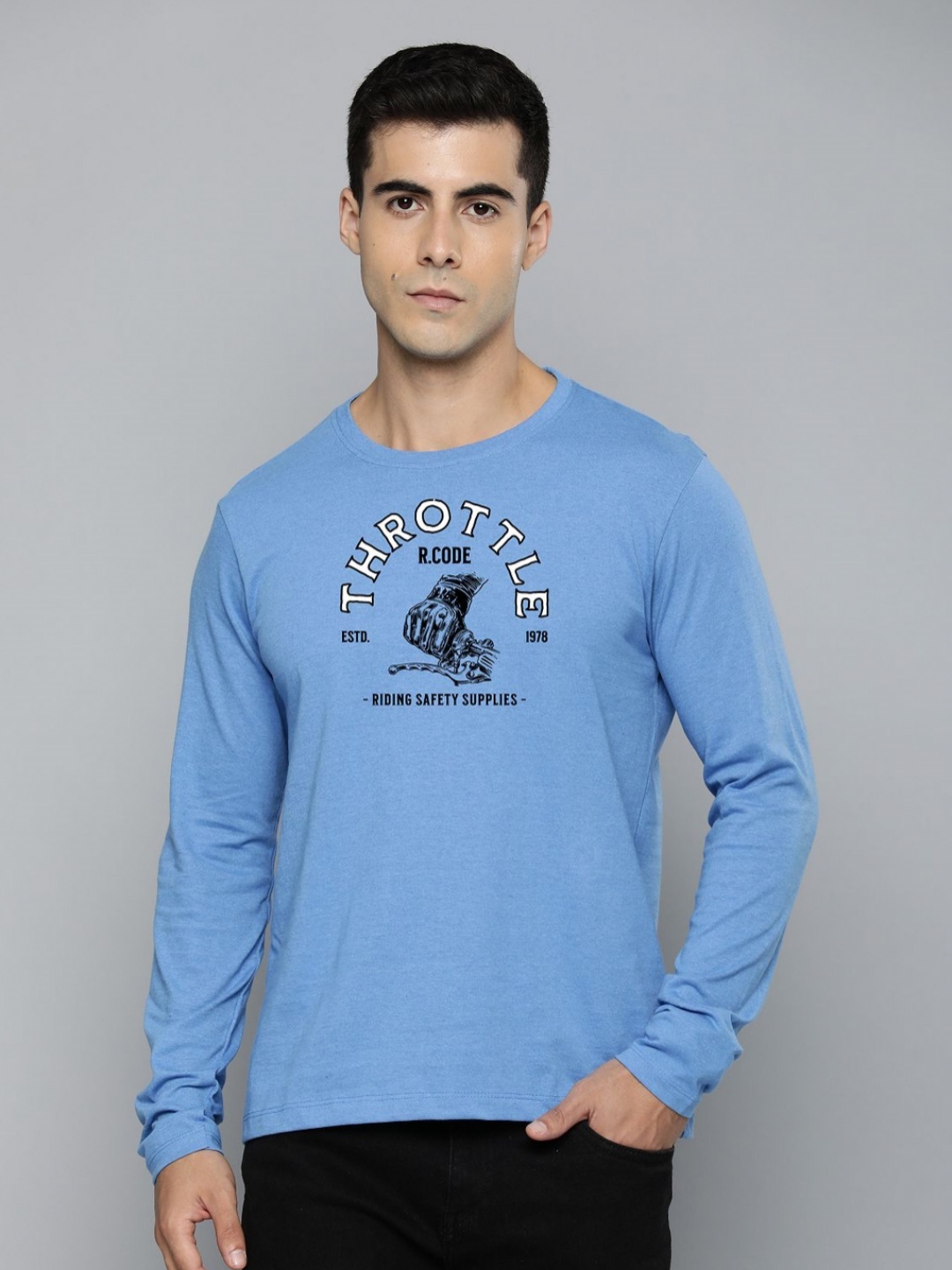 

R.Code by The Roadster Life Co. Men Printed T-shirt, Blue