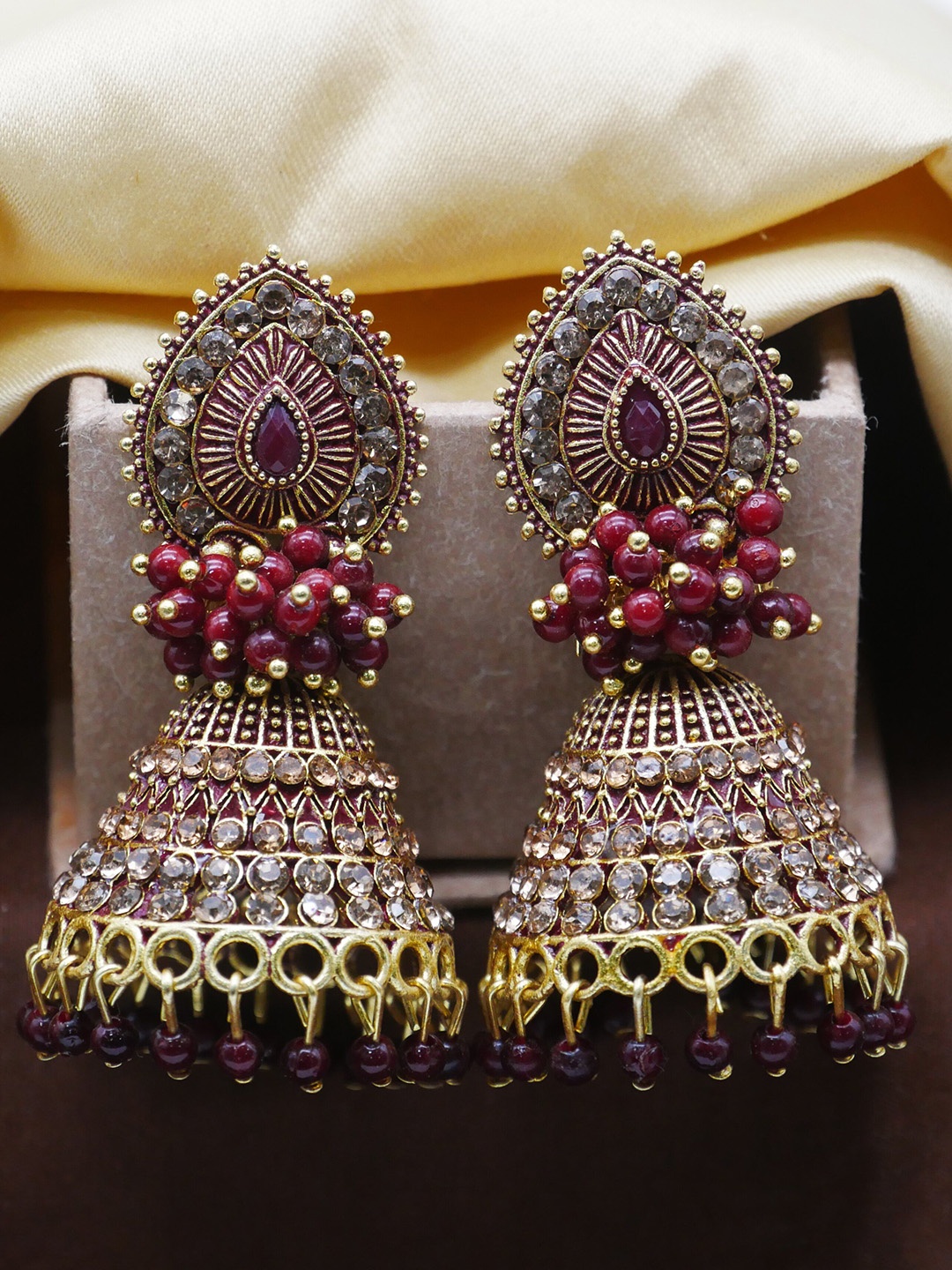 

Anouk Contemporary Jhumkas Earrings, Maroon