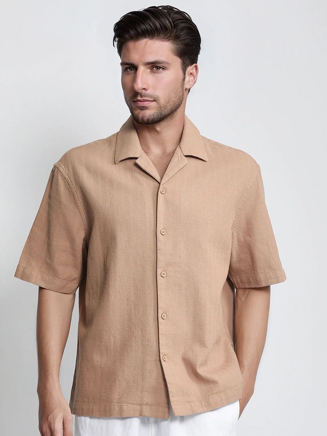 

RARE RABBIT Men Comfort Boxy Opaque Casual Shirt, Brown