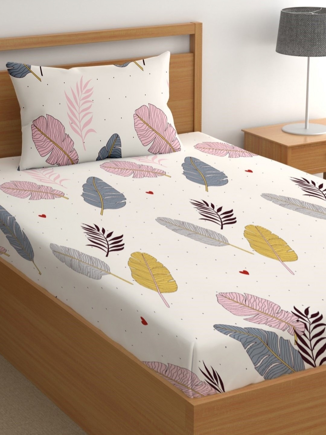 

CG HOMES Beige & Grey Ethnic Motifs 180 TC Single Bedsheet with 1 Pillow Covers