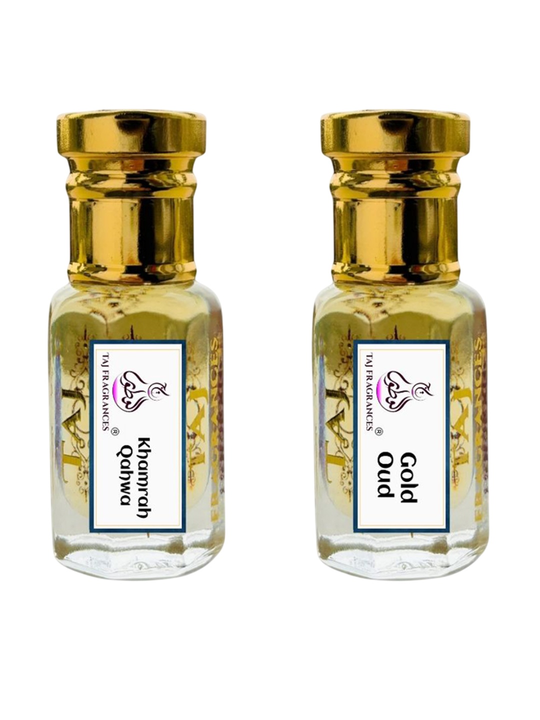 

Taj Fragrances Unisex Set Of 2 Khamrah Qahwa & Gold Oud Long Lasting Attar - 6ml Each, Mustard
