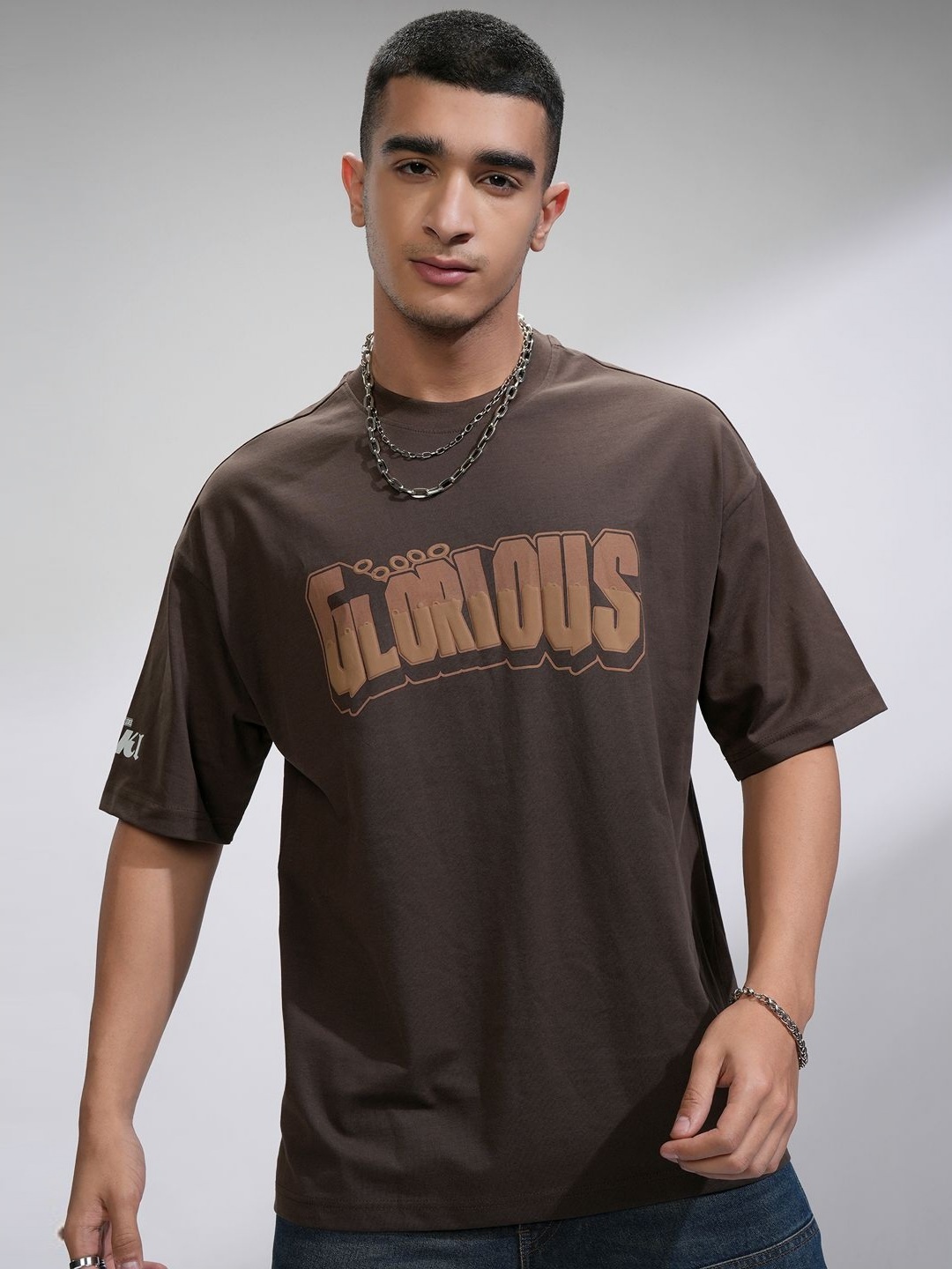 

HIGHLANDER Men Printed T-shirt, Brown