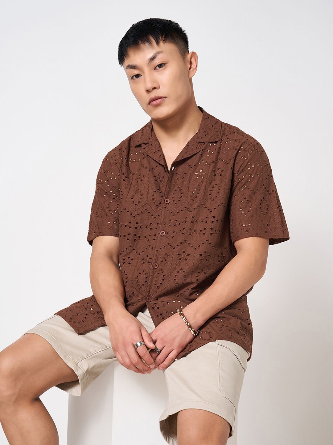 

People Men Casual Shirt, Brown