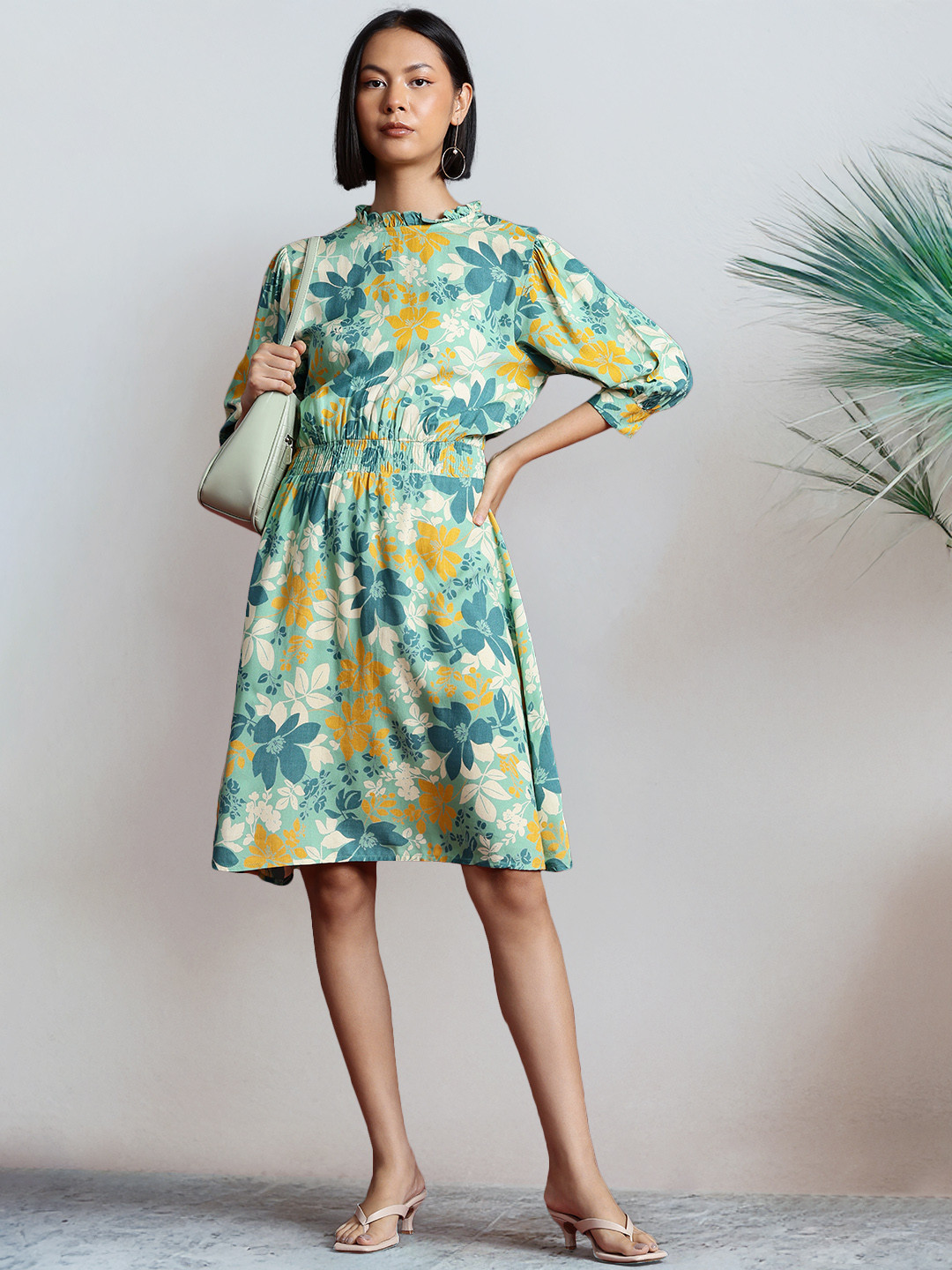 

all about you Floral Print Fit & Flare Dress, White