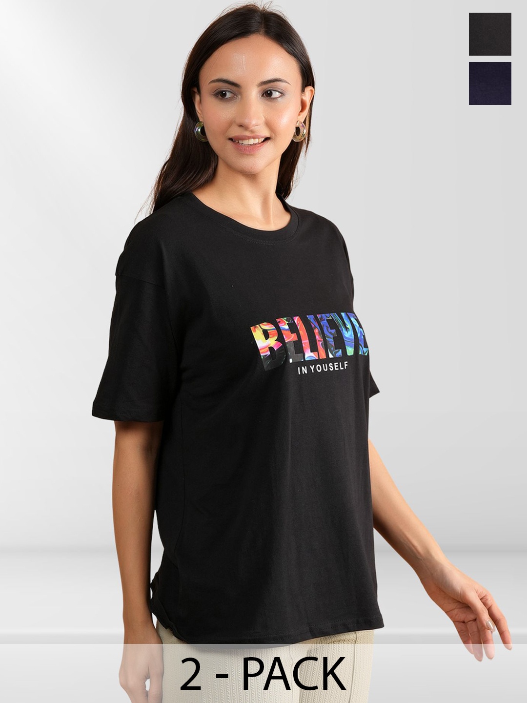 

Belfry Women Typography 2 Printed Applique T-shirt, Multi