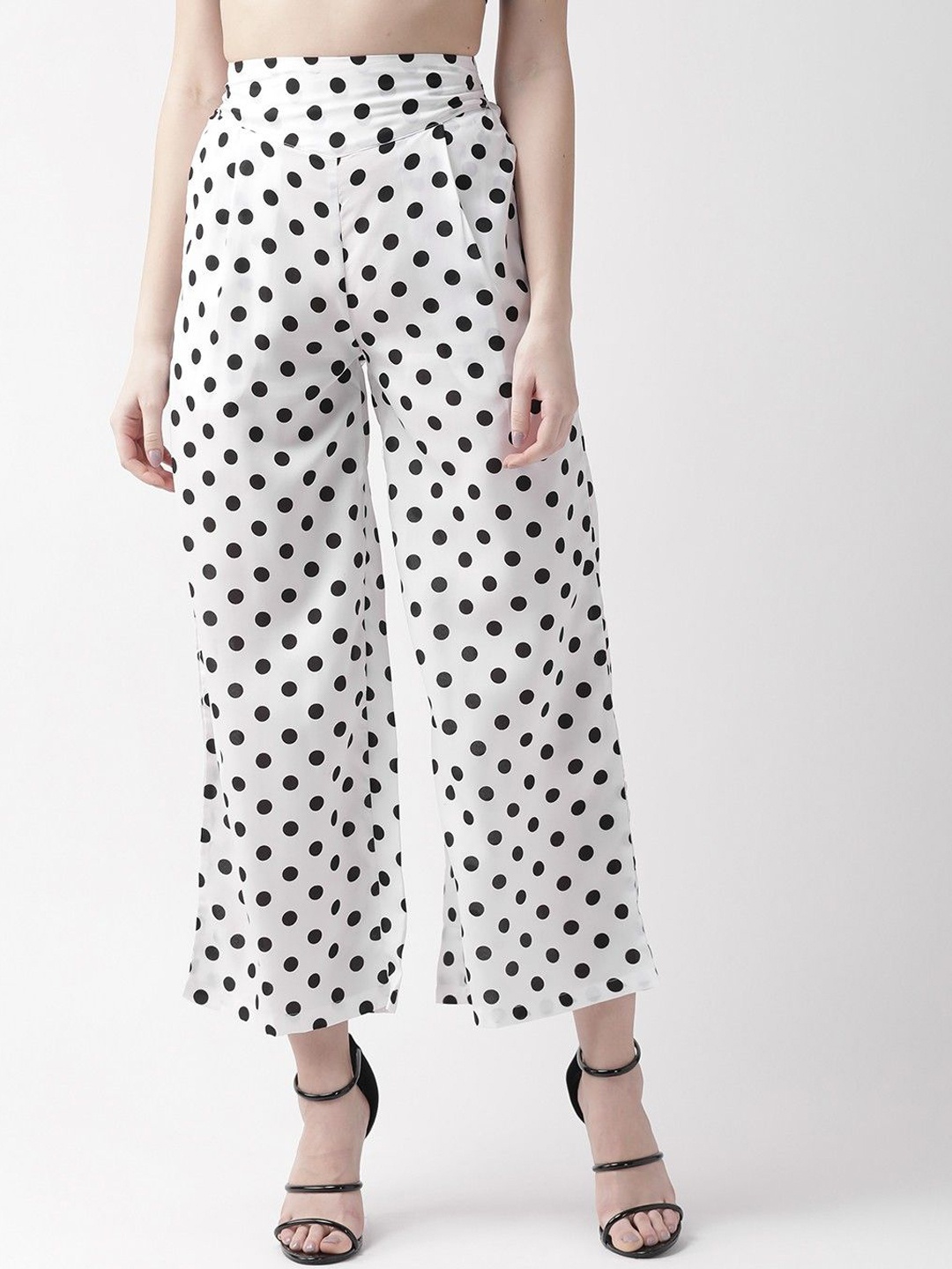 

Moda Rapido Women Polka Dot Printed Original Loose Fit Trousers, White