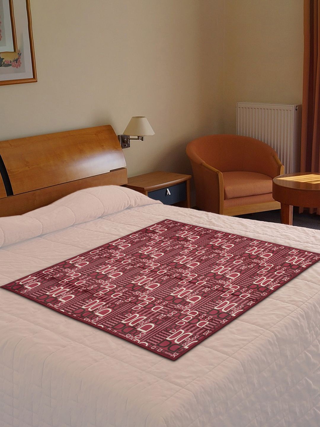 

Kuber Industries Magenta Square D Print Both Sided Bed Server Food Mat