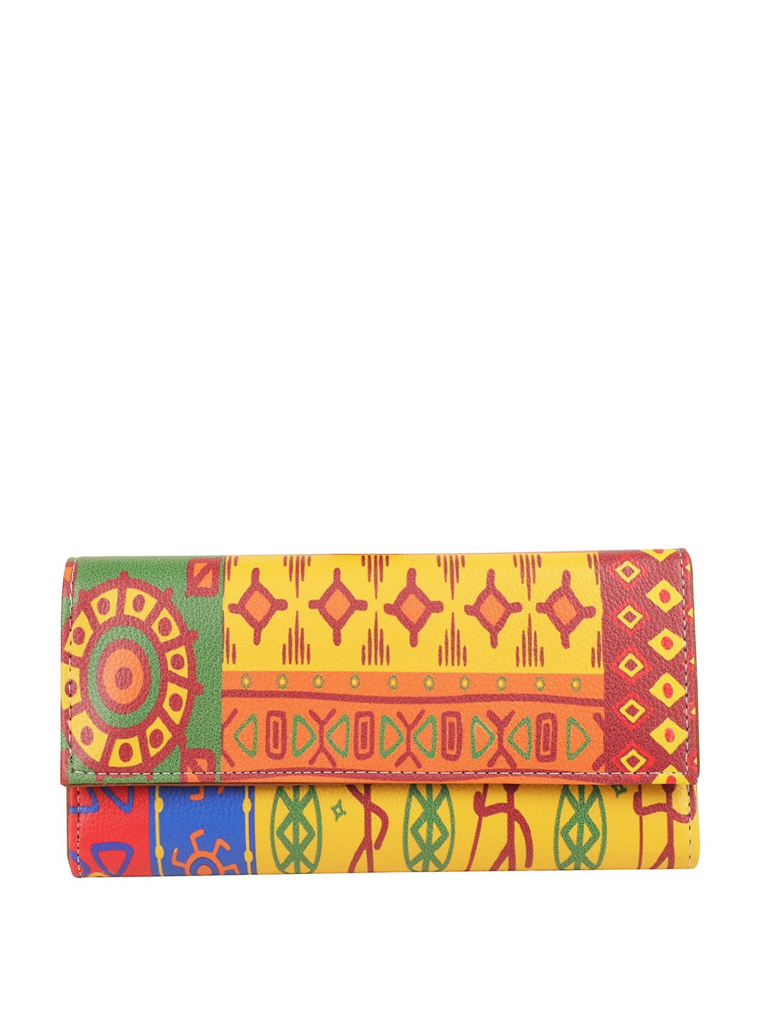 

ShopMantra Women Abstract Printed Zip Detail Three Fold Wallet, Yellow