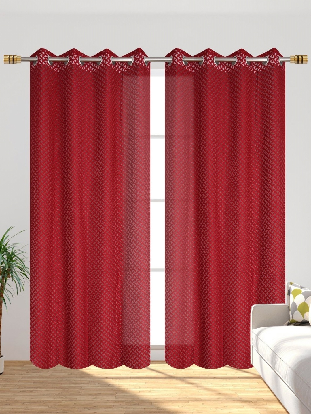

Galaxy Home Decor Maroon Set of 2 Sheer Long Door Curtain