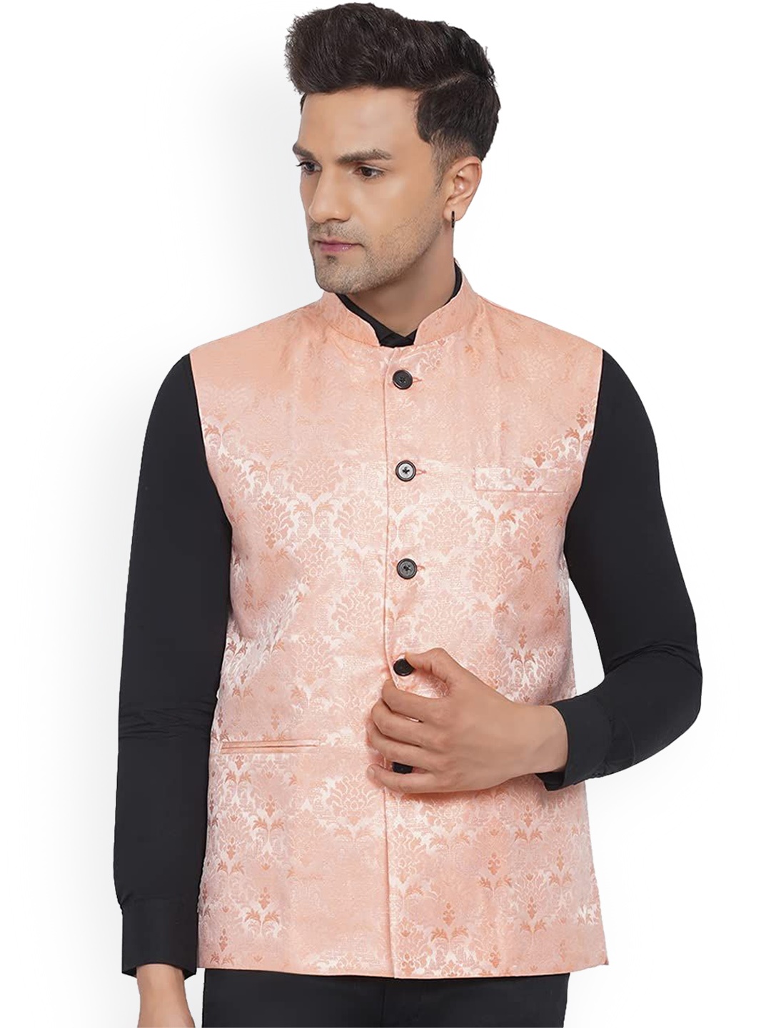 

VEERA PARIDHAAN Printed Nehru Jacket, Pink