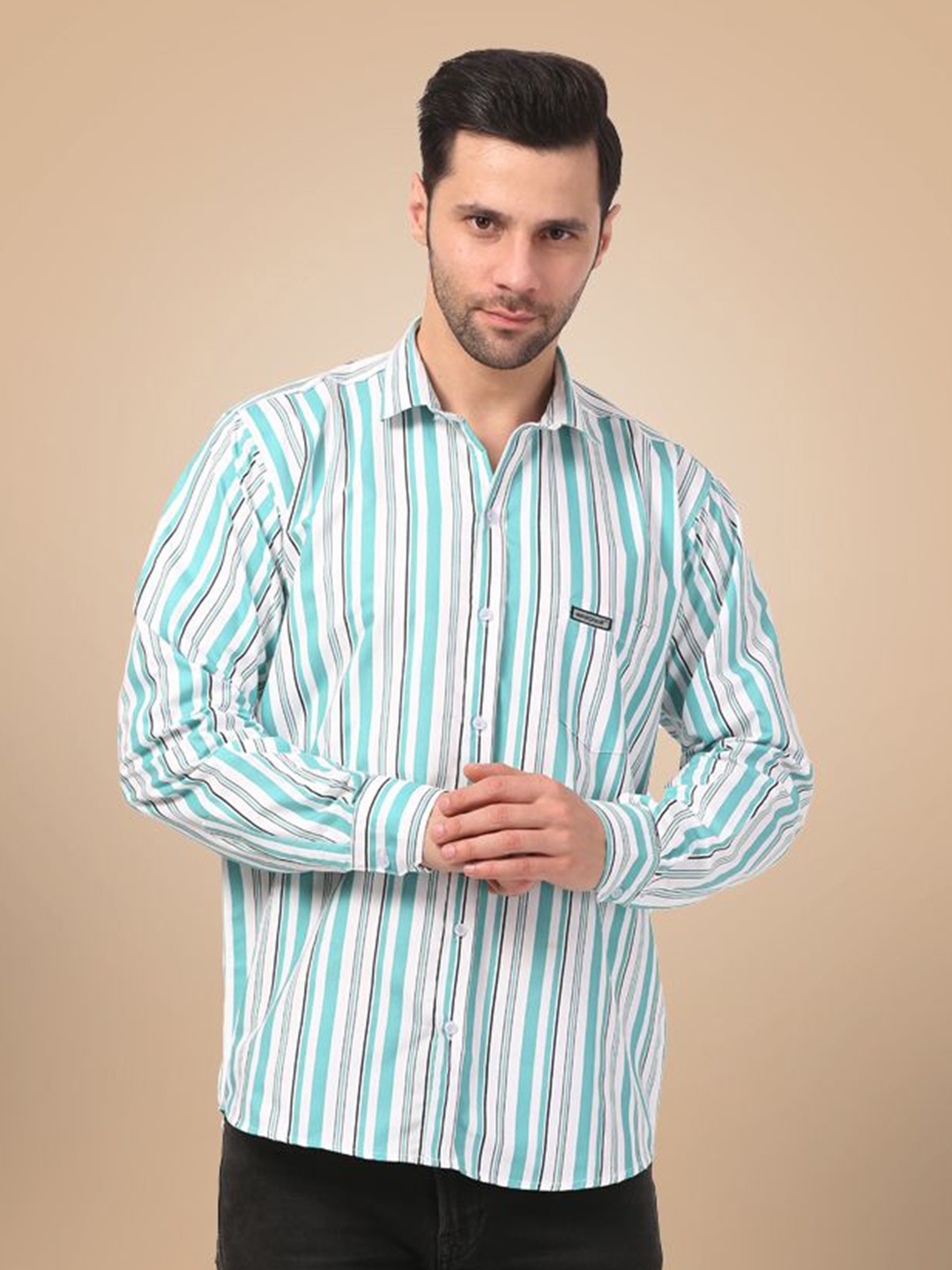 

CLUBWIN Men Opaque Striped Formal Shirt, Green