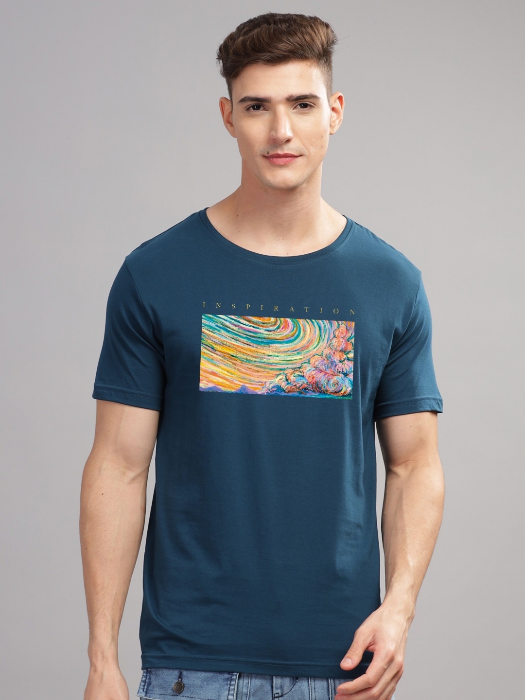 

ADRO Men Printed T-shirt, Teal