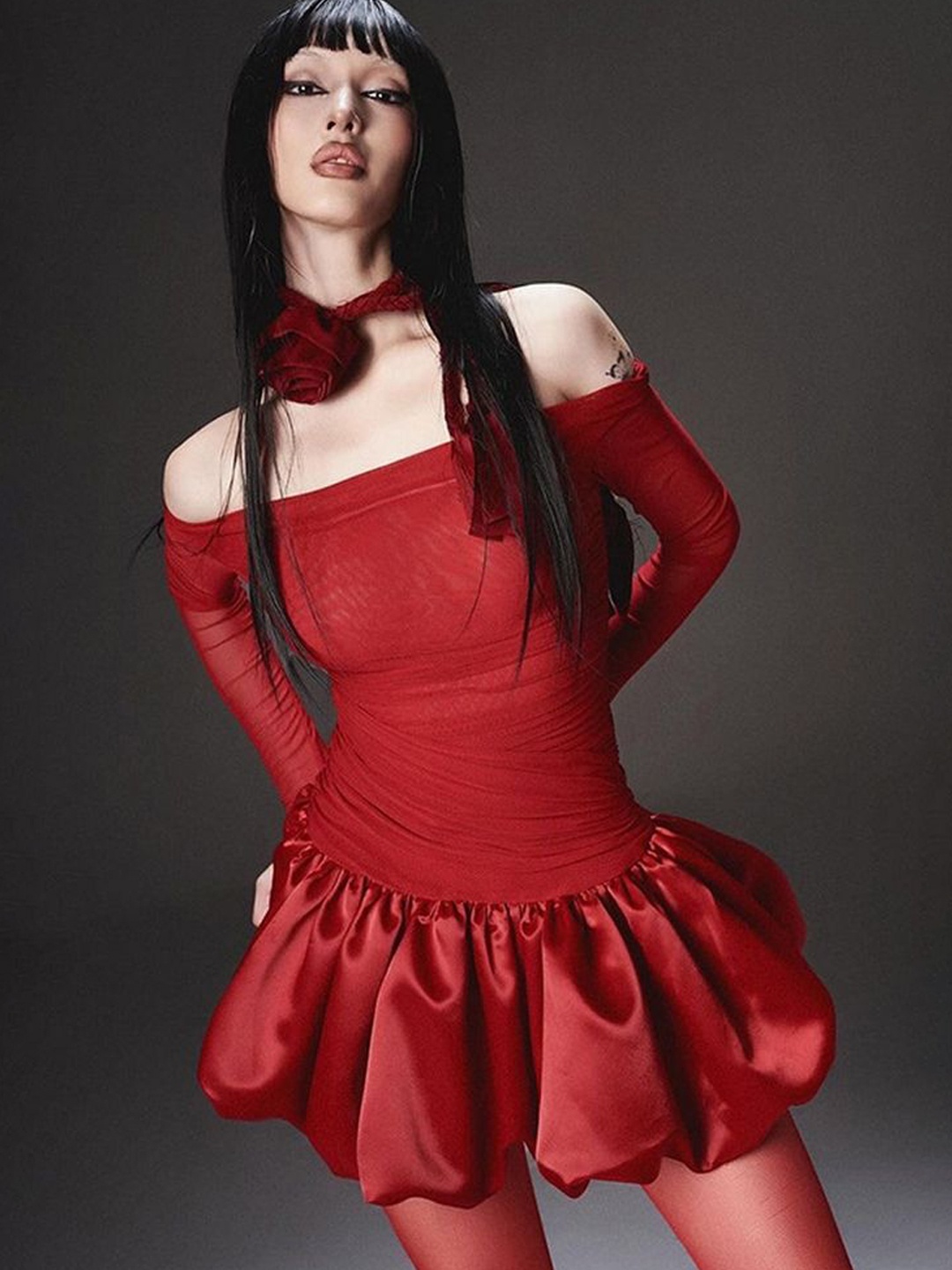

LULU & SKY Drop-Waist Mini Dress, Red