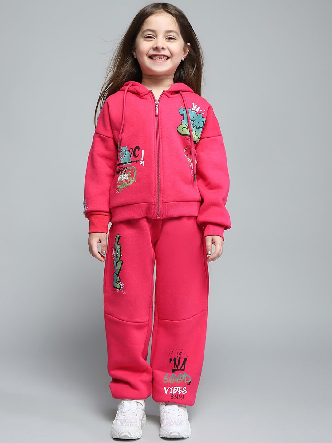 

Monte Carlo Girls Printed Mid Rise Tracksuit, Magenta