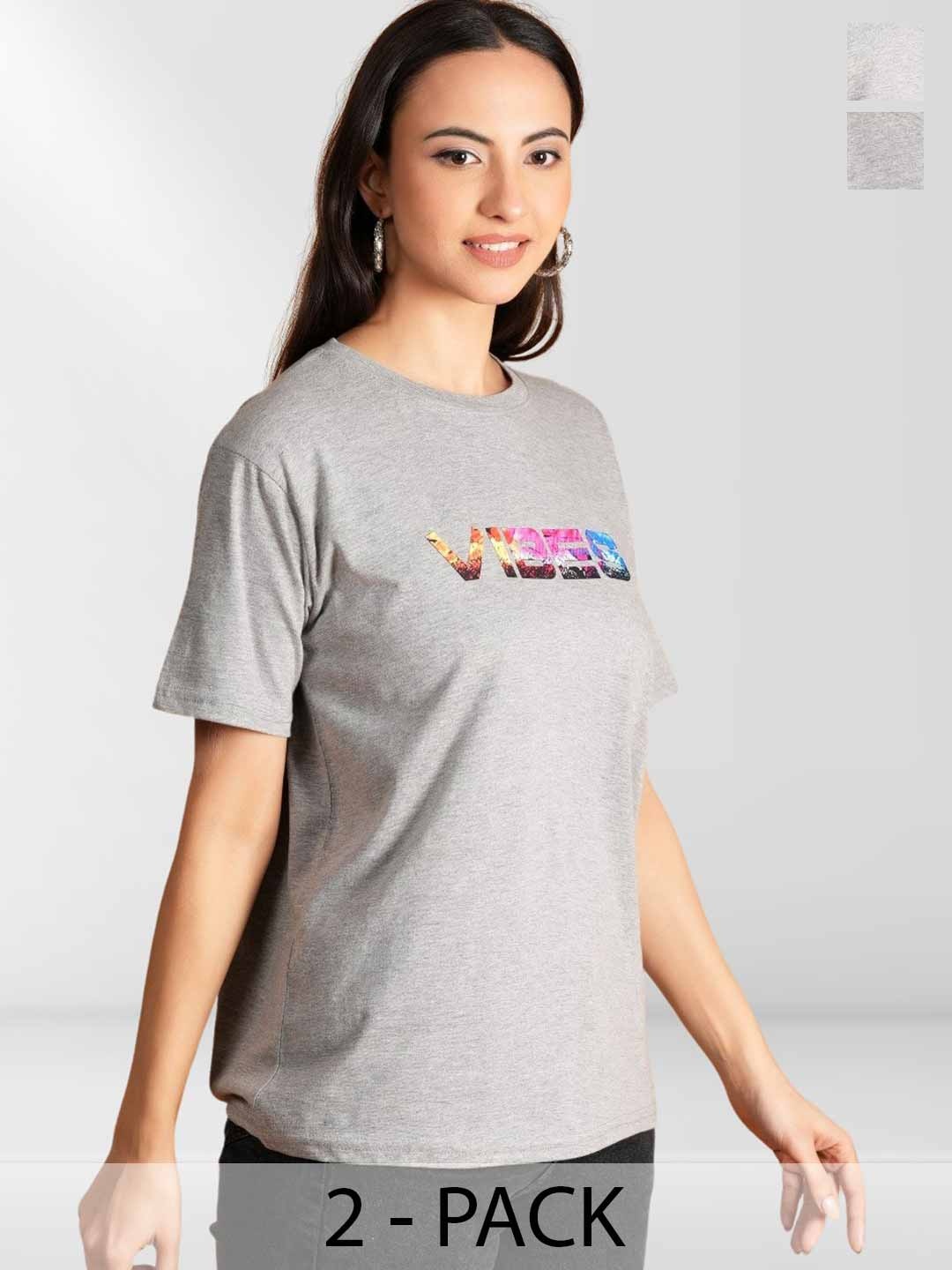 

Belfry Women 2 Printed Extended Sleeves Applique T-shirt, Multi