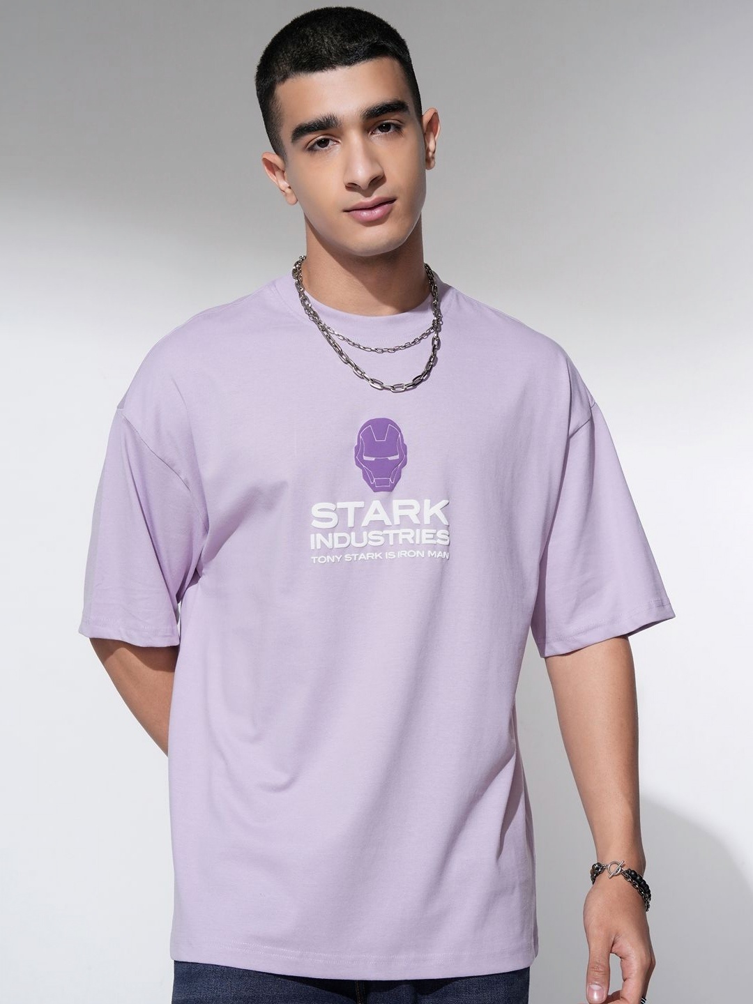 

HIGHLANDER Men Iron Man Printed T-shirt, Mauve