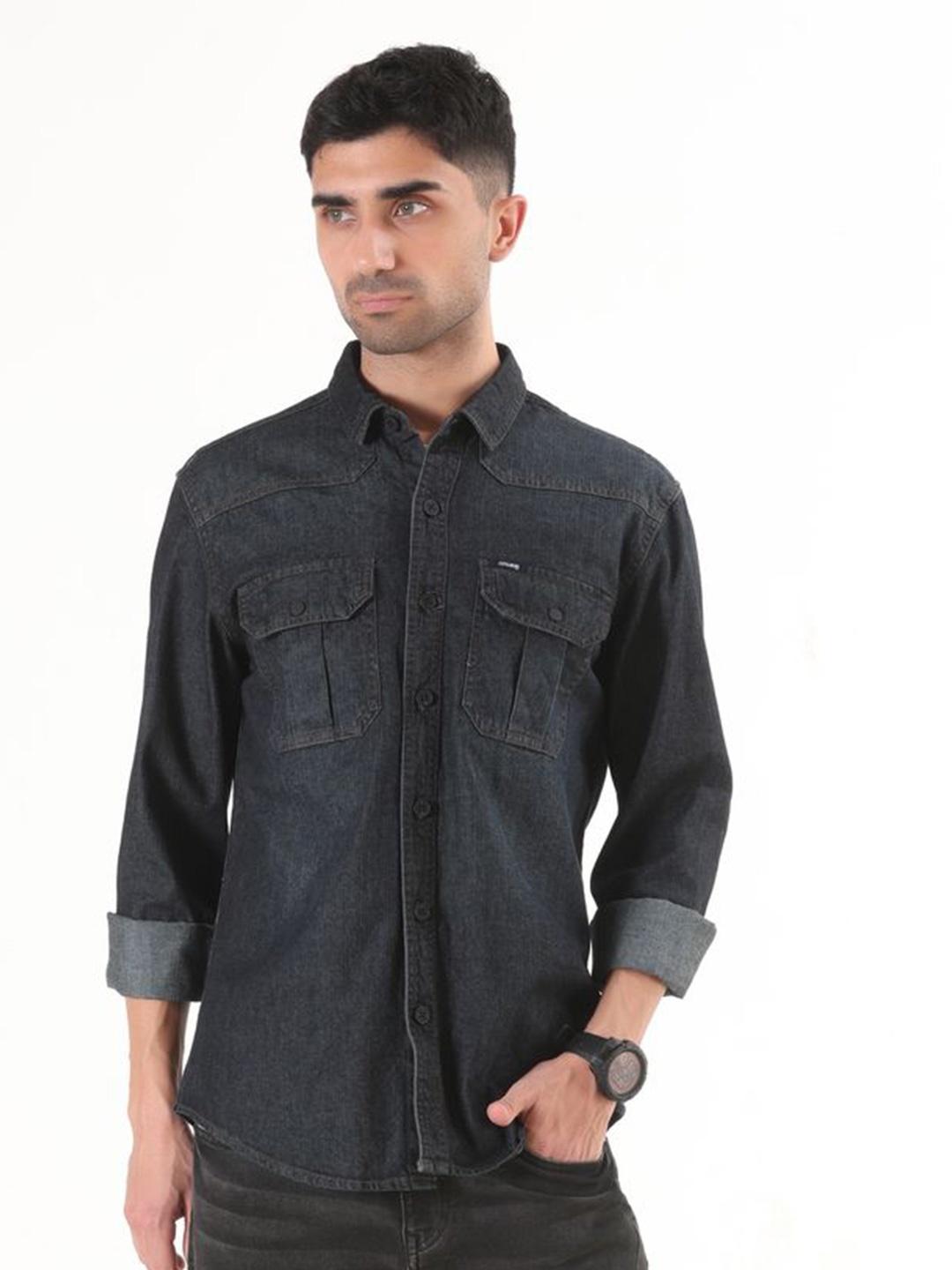 

Estilocus Men Standard Opaque Casual Shirt, Navy blue