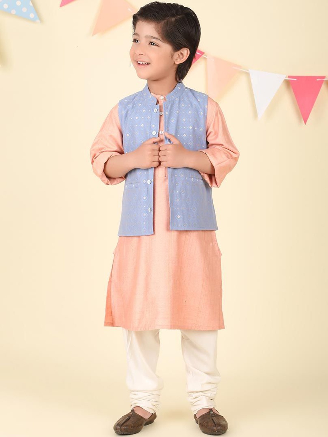 

Fabindia Boys Sequinned Kurta, Peach