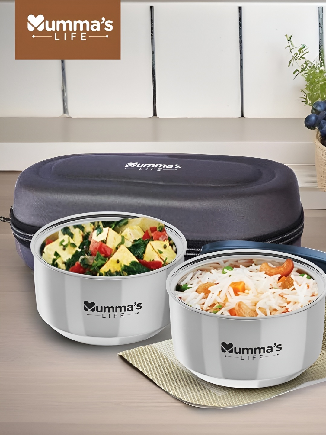 

Mumma's Life Grey Stainless Steel Easy to Clean Lunch Box 560 ML